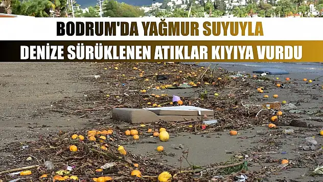 Bodrum'da yağmur suyuyla denize sürüklenen atıklar kıyıya vurdu