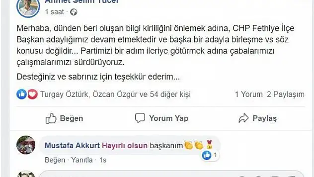 CHP'li Yücel, 'Adaylığım Devam Ediyor'