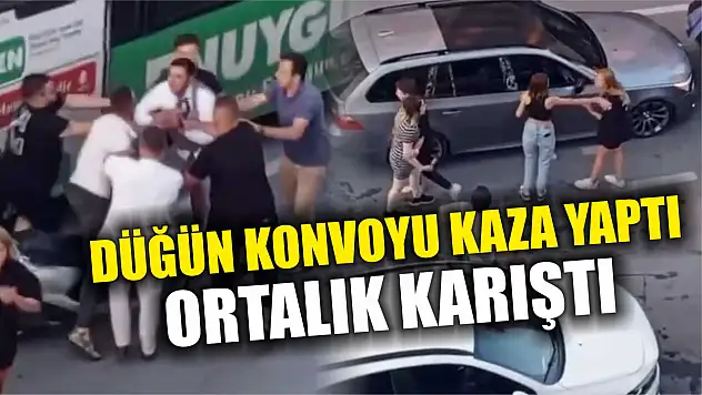 Düğün konvoyu kaza yaptı, ortalık karıştı