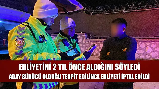 Ehliyetini 2 yıl önce aldığını söyledi, aday sürücü olduğu tespit edilince ehliyeti iptal edildi