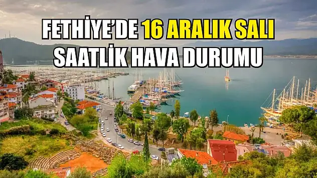 Fethiye'de 16 Aralık Salı  Saatlik Hava Durumu