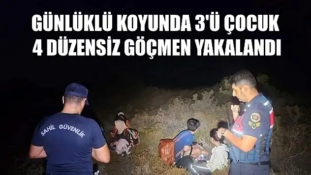 Günlüklü koyunda 3'ü çocuk 4 düzensiz göçmen yakalandı