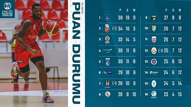 ING Basketbol Ligi'nde 19. haftanın ardından 