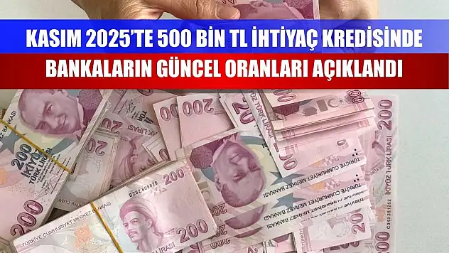 Kasım 2025'te 500 Bin TL İhtiyaç Kredisinde Bankaların Güncel Oranları Açıklandı