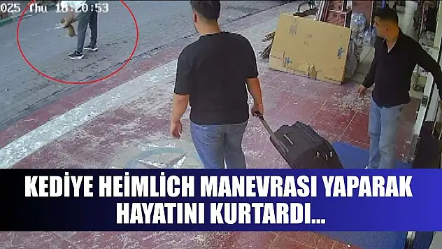 Kediye Heimlich manevrası yaparak hayatını kurtardı...