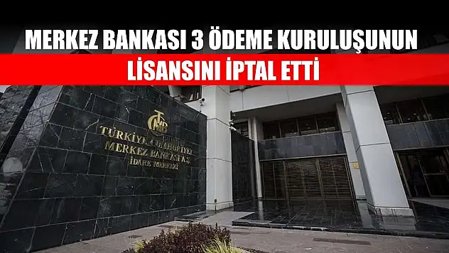 Merkez Bankası 3 ödeme kuruluşunun lisansını iptal etti