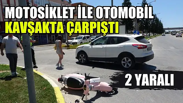 Motosiklet ile otomobil kavşakta çarpıştı: 2 yaralı