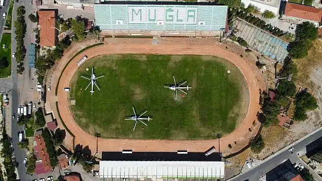 Muğla Atatürk Stadı helikopter pistine döndü