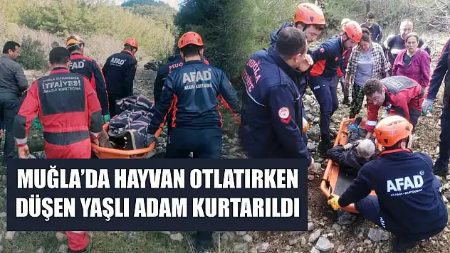 Muğla'da Hayvan Otlatırken Düşen Yaşlı Adam Kurtarıldı