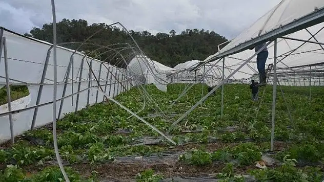 Ortaca'da fırtına seralara zarar verdi