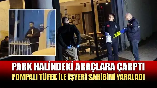 Park halindeki araçlara çarptı, pompalı tüfek ile işyeri sahibini yaraladı