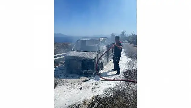 SEYİR HALİNDEKİ KAMYONET YANDI