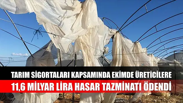 Tarım sigortaları kapsamında ekimde üreticilere 11,6 milyar lira hasar tazminatı ödendi