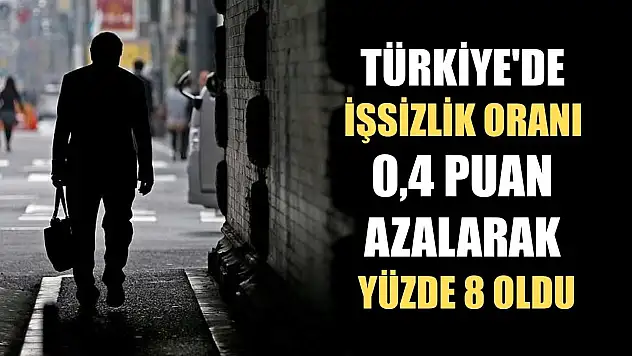 Türkiye'de işsizlik oranı 0,4 puan azalarak yüzde 8 oldu