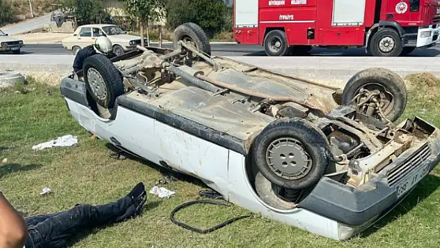 Yoldan çıkan otomobil devrildi: 1 yaralı