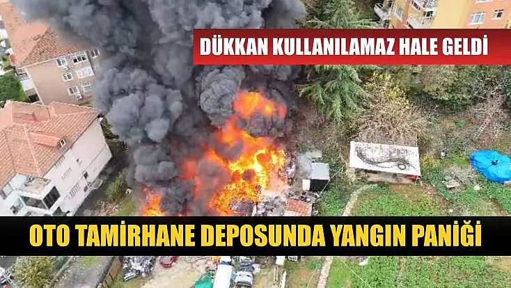 Oto tamirhane deposunda yangın paniği: Dükkan kullanılamaz hale geldi