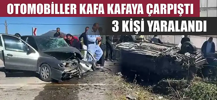 Otomobiller Kafa Kafaya Çarpıştı, 3 Kişi Yaralandı