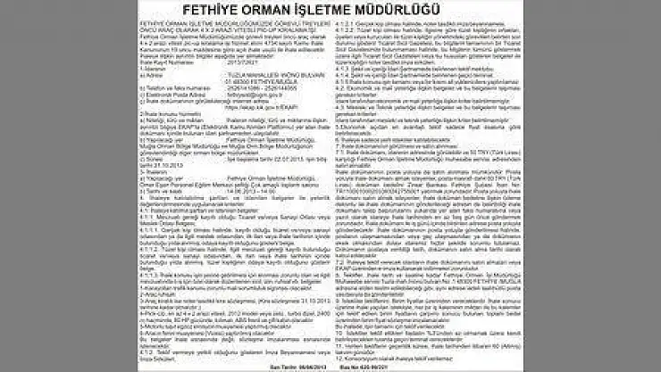 FETHİYE ORMAN İŞLETME MÜDÜRLÜĞÜ