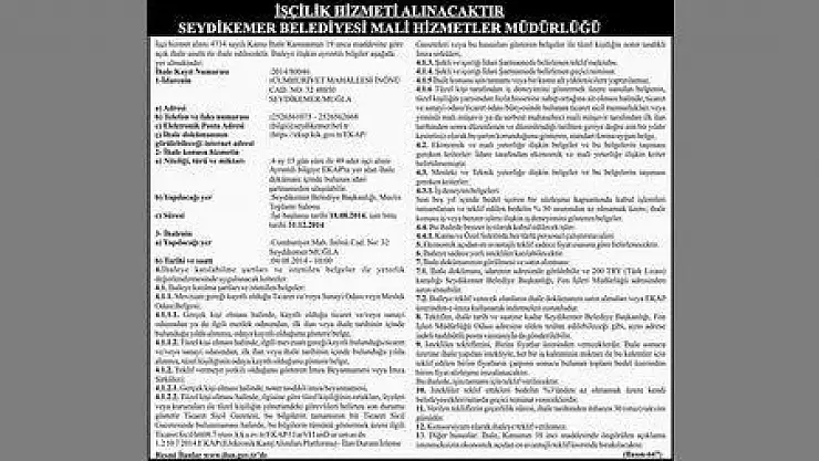 SEYDİKEMER BELEDİYESİ MALİ HİZMETLER MÜDÜRLÜĞÜ