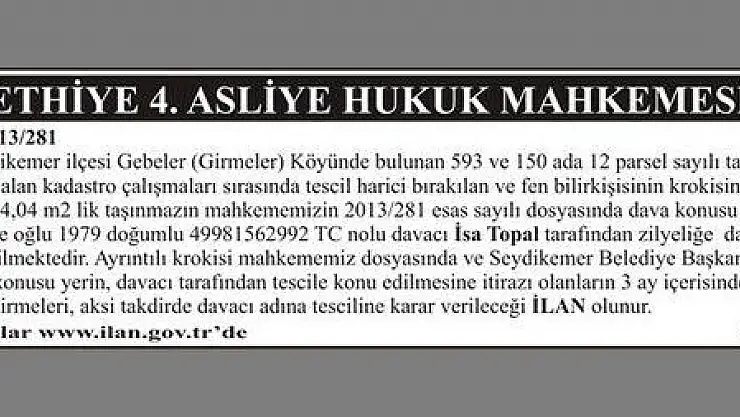 FETHİYE 4.ASLİYE HUKUK MAHKEMESİ