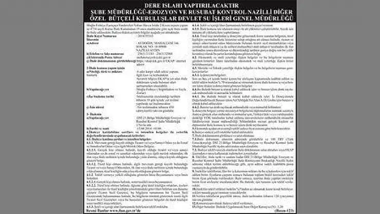 ŞUBE MÜDÜRLÜĞÜ-EROZYON VE RUSUBAT KONTROL NAZİLLİ DİĞER ÖZEL BÜTÇELİ KURLUŞLAR DEVLET SU İŞLERİ GENEL MÜDÜRLÜĞÜ