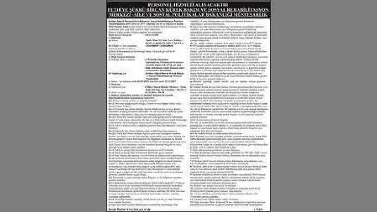 FETHİYE ŞÜKRÜ BİRCAN KÜREK BAKIM VE SOSYAL REHABİLİTASYON MERKEZİ