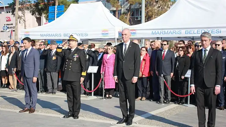 18 MART ŞEHİTLER GÜNÜ PROGRAMI MARMARİS'TE ÇELENK SUNMA TÖRENİ İLE BAŞLADI