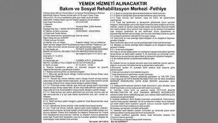 Bakım ve Sosyal Rehabilitasyon Merkezi -Fethiye