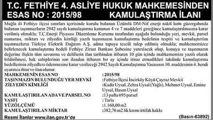 RESMİ İLAN