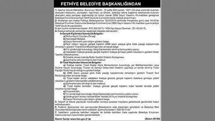 FETHİYE  BELEDİYESİ