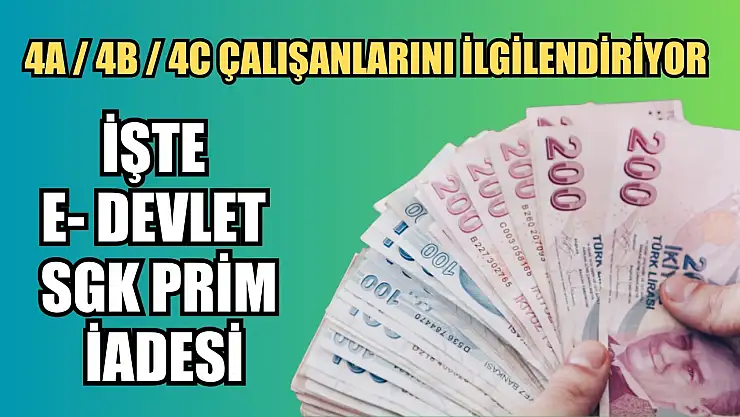 4A / 4B / 4C çalışanlarını ilgilendiriyor İşte e- Devlet SGK prim iadesi