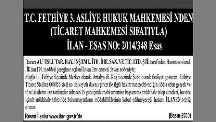 FETHİYE 3.ASLİYE HUKUK MAHKEMESİ
