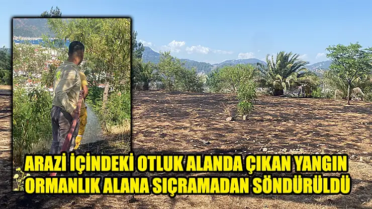 Arazi İçindeki Otluk Alanda Çıkan Yangın Ormanlık Alana Sıçramadan Söndürüldü