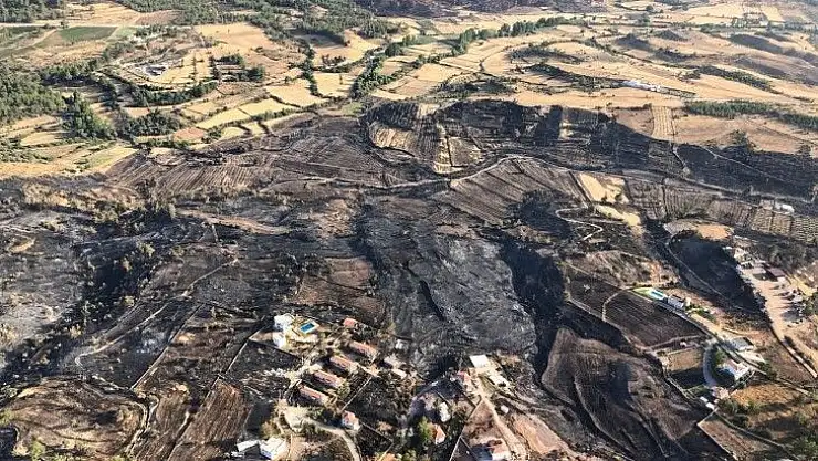 Bodrum ve Milas'ta yanan alanlar havadan görüntülendi