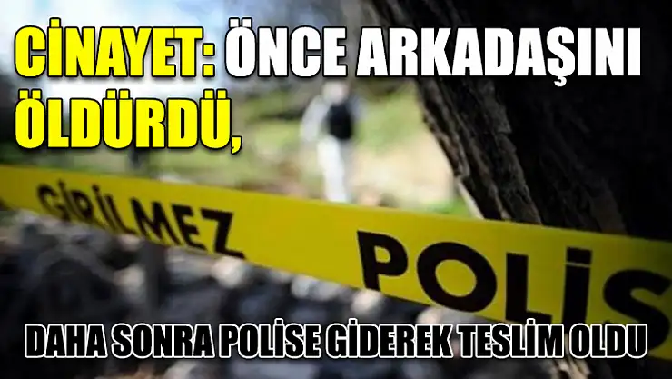 Cinayet: Önce arkadaşını öldürdü, daha sonra polise giderek teslim oldu