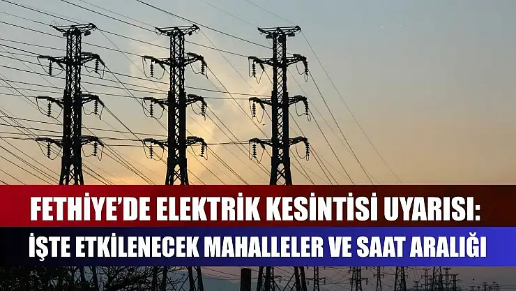 Fethiye'de Elektrik Kesintisi Uyarısı: İşte Etkilenecek Mahalleler ve Saat Aralığı