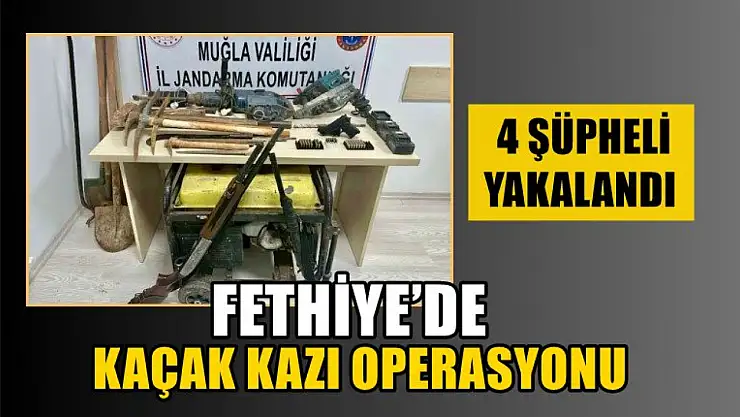 Fethiye'de kaçak kazı operasyonu,  4 şüpheli yakalandı