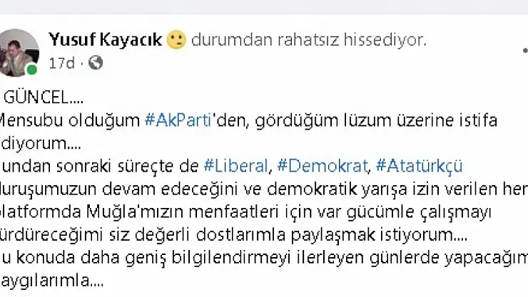 Gerçek Fethiye Gazetesi yazmıştı... Yusuf Kayacık AK Parti'den istifa etti