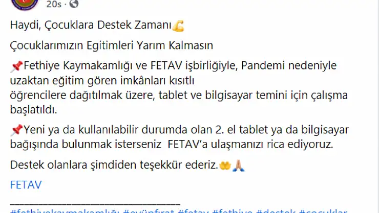 KAYMAKAMLIK VE FETAV'DAN UZAKTAN EĞİTİME DESTEK