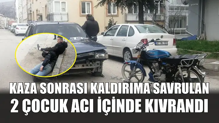 Kaza sonrası kaldırıma savrulan 2 çocuk acı içinde kıvrandı