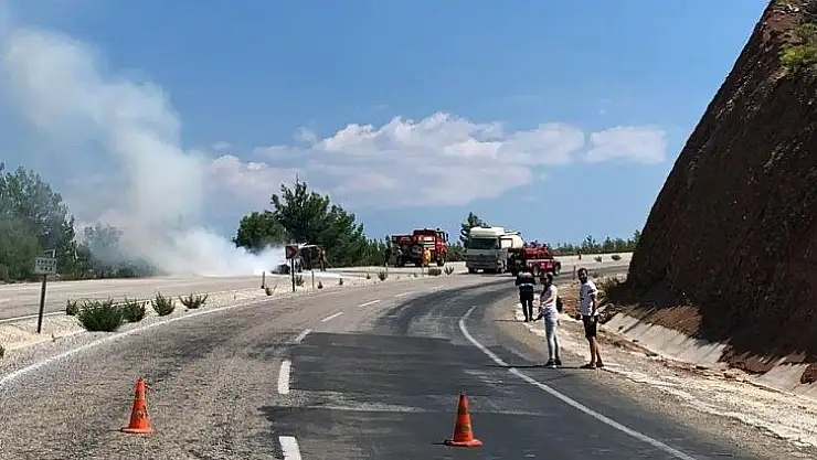 Kiralık araç alev alev yandı