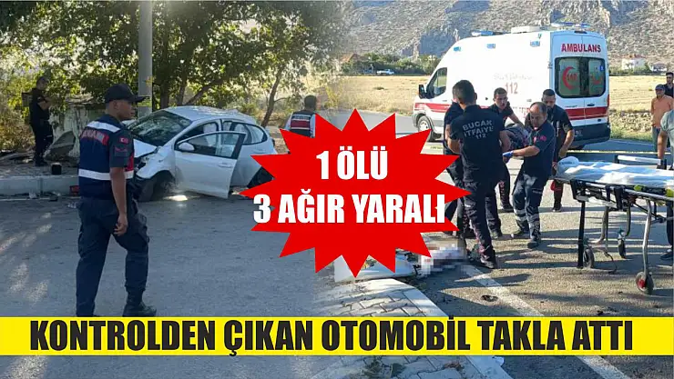 Kontrolden çıkan otomobil takla attı: 1 ölü, 3 ağır yaralı