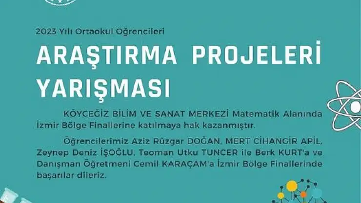 Bilim ve Sanat Merkezi'nin Projeleri Bölge Finaline Katılacak