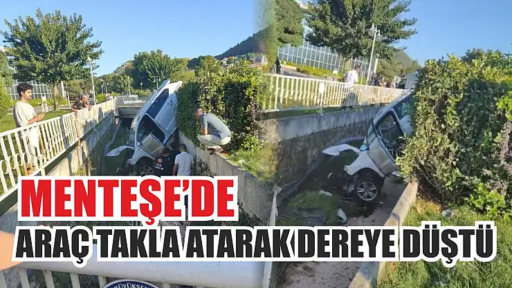 Menteşe'de Araç Takla Atarak Dereye Düştü