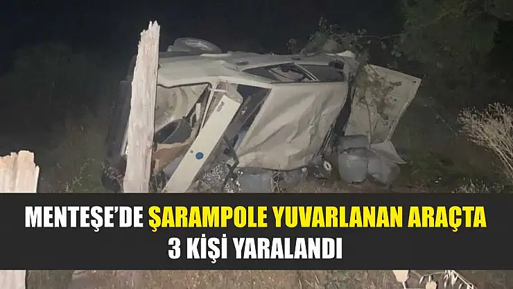 Menteşe'de şarampole yuvarlanan araçta 3 kişi yaralandı