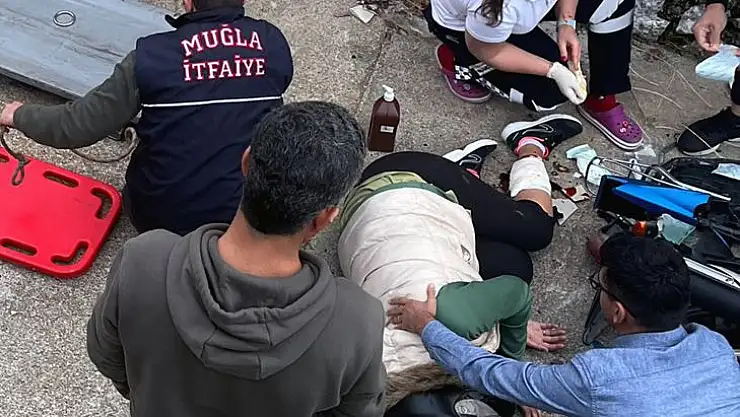 MOTOSİKLET SÜRÜCÜSÜ SU KANALINA UÇTU