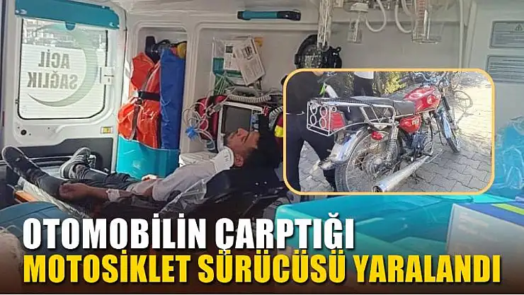 Otomobilin çarptığı motosiklet sürücüsü yaralandı