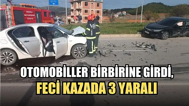 Otomobiller birbirine girdi, feci kazada 3 yaralı