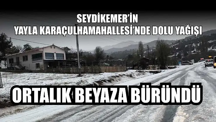 Seydikemer'in Yayla Karaçulha Mahallesi'nde dolu yağışı: Ortalık beyaza büründü