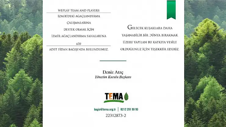 WePlay, Türkiye'nin yanında: TEMA Vakfı'na bağışla el ele yeşil bir gelecek için, yangın sonrası doğanın yeniden hayat bulmasına destek oluyor